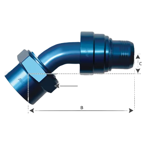 BMRS 45Deg Double Swivel ProGold AC Crimp Fitting